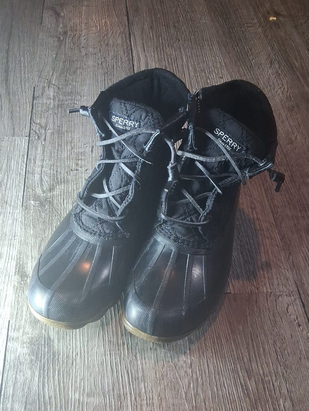 Sperry Black Size 6W Waterproof Lace-Up Duck Boots